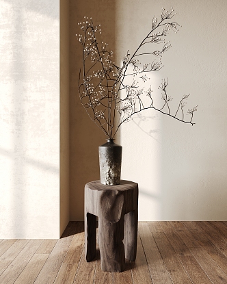 Quiet Vase Dried Branches Flower Ornaments 3d model