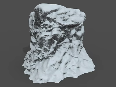 Snow Covered Rock Formation With Natural Rough Texture In Winter Landscape 3d model
