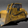 Yellow Tracked Bulldozer With Front Blade And Cab For Construction Work
