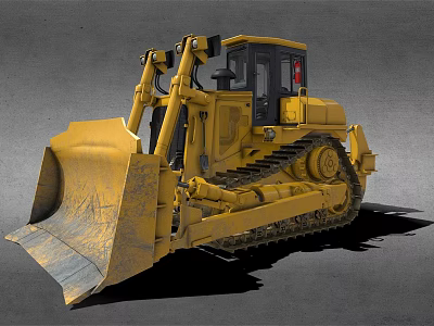 Yellow Tracked Bulldozer With Front Blade And Cab For Construction Work 3d model
