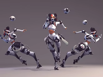 Modern game character machine girl 3d model