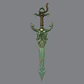 Ornate Green Decorative Sword With Intricate Hilt And Fantasy Design Elements 3d model