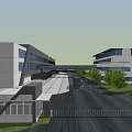 Large Industrial Building With Roof Logo Parking Lot Green Trees And Adjacent Structure