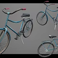 Vintage Blue Bicycle With Pink Handlebars Saddle Fenders And Rear Rack