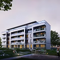 Modern Multi Storey Residential Building With Greenery And Outdoor Space