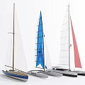 Modern Sailing Clipper Ship Ship Racing Combination 3d model