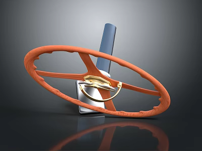 Car Parts Orange Steering Wheel With Metal Components And Design Structure 3d model