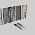 Modern Hinged Door With Vertical Striped Design And Multiple Color Options 3d model