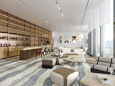 leisure area office reception area wine cabinet bar table leisure sofa 3d model