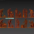 Multiple Worker Metal Decorative Sculptures With Various Work Poses For Decoration