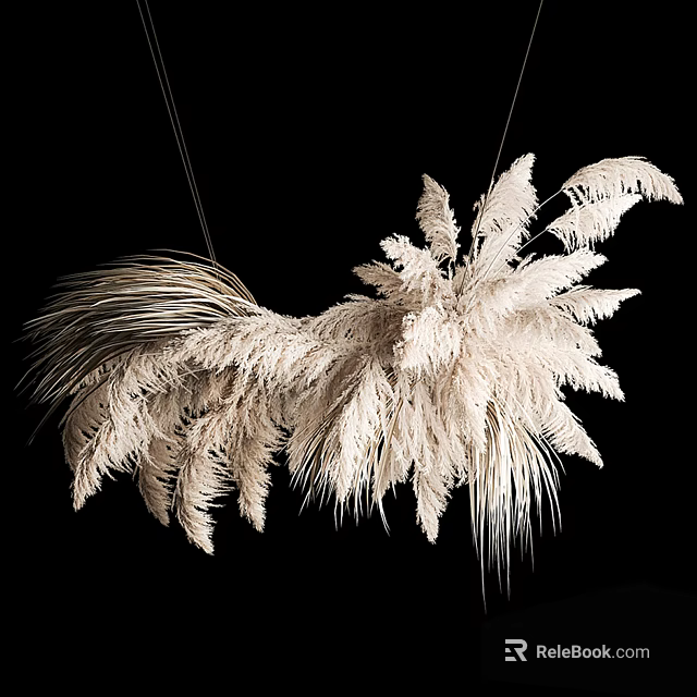 Pampas Grass Chandelier Natural Featherlike Design for Modern Home Decor 3d model 