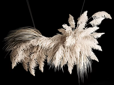 Pampas Grass Chandelier Natural Featherlike Design for Modern Home Decor 3d model