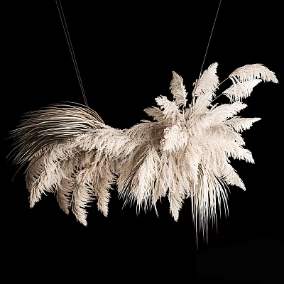 Pampas Grass Chandelier Natural Featherlike Design for Modern Home Decor 3d model