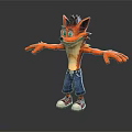 Cartoon Fox Character 3D Model With Orange Fur Green Eyes Blue Jeans Red White Sneakers