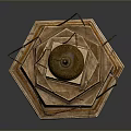 Tower Shaped Wooden Sculpture Carving With Multi Layered Golden Dome Top