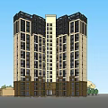 Modern High Rise Residential Building With Multiple Windows Ground Floor Structures And Surrounding Trees