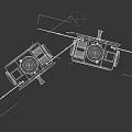 Two Spacecraft Models With Solar Panels Antennas And Hexagonal Structure Design