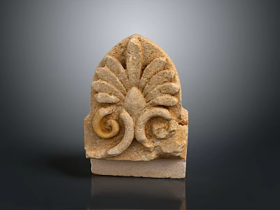 Stone Carved Decorative Household Item With Floral Scroll Patterns And Base 3d model