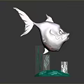 Colorful Decorative Fish Figurine With Blue Base And Green Seaweed Stones