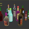 Various Alcohol Beverage Bottles With Different Colors And Designs On