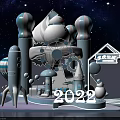 Starry Sky Themed Photo Check-in Spot With Ferris Wheel Rocket Castle And Snowman 2022