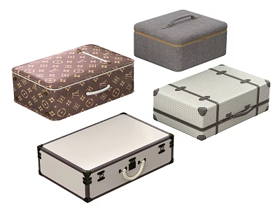Varied Design Storage Boxes With Patterned Gray Beige Striped And Metallic Finishes 3d model