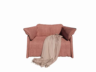 Modern Bedroom Pink Simple Fabric Single Sofa 3d model
