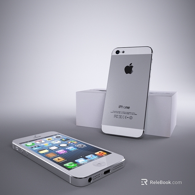 Apple iPhone Smartphone With Display Screen App Icons And White Packaging Boxes 3d model 