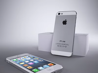 Apple iPhone Smartphone With Display Screen App Icons And White Packaging Boxes 3d model