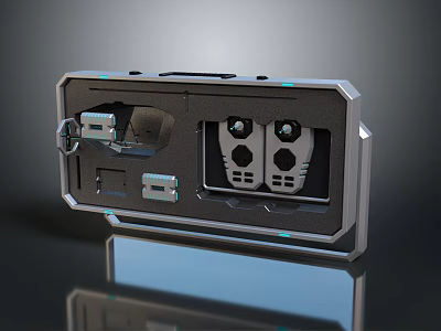 Modern Electronic Equipment Case With Dual Controller Modules And Interface Ports 3d model