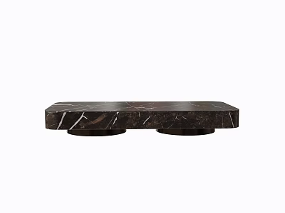 Modern Dark Veined Marble Coffee Table with Circular Base and Elegant Design 3d model
