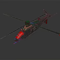 Sleek Gray Helicopter With Red Cockpit And Black Rotor Blades Design