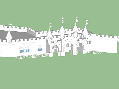 Ancient Architecture With Spires Towers Arched Gateways Decorative Walls And Windows 3d model