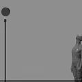 Black Modern Floor Lamp with Sculpture and Blue Orange Gradient Light in Artistic Interior