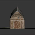 Traditional Wooden Building With Curved Gray Tile Roof And Red Edge Decoration