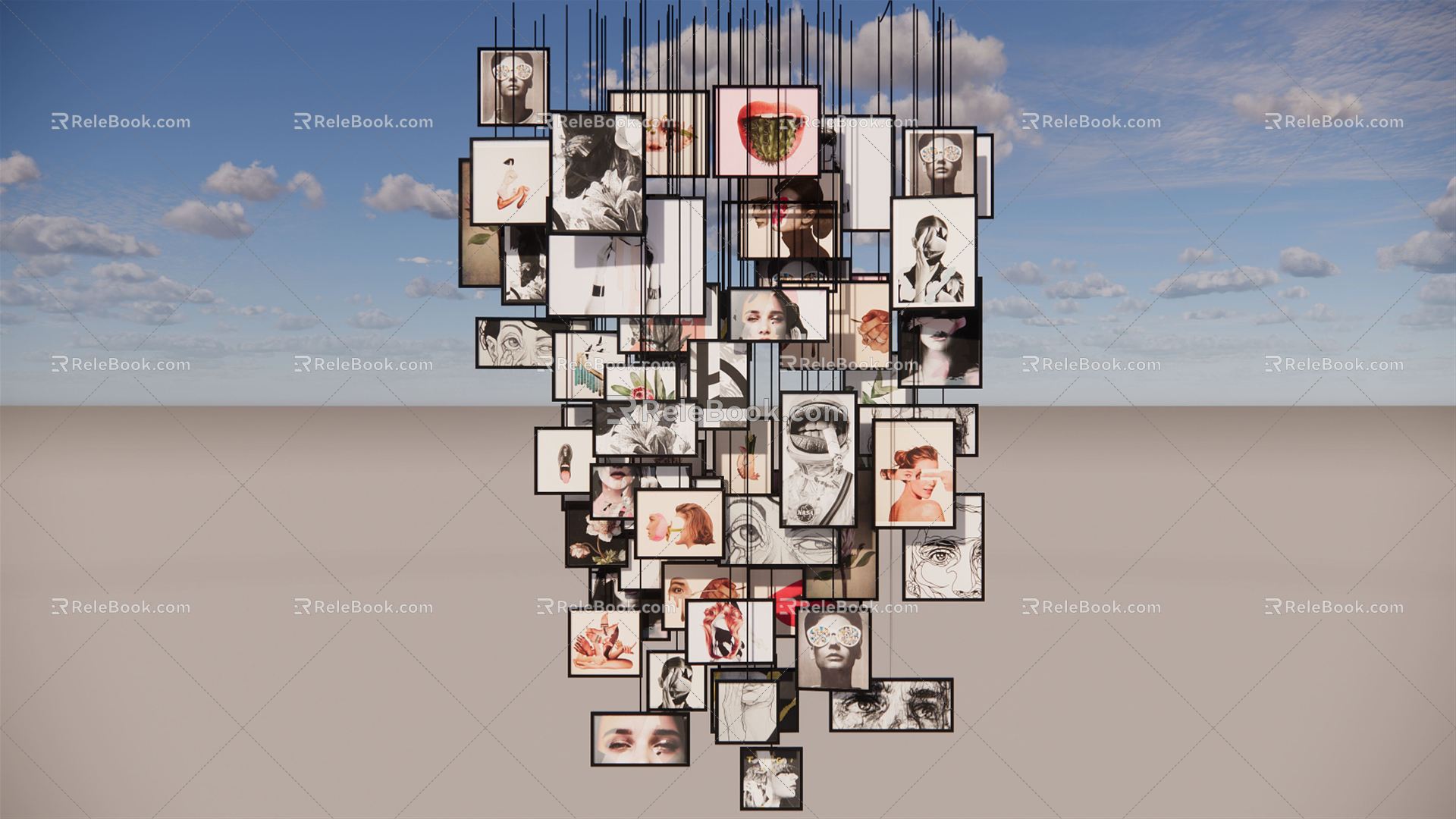 Modern Photo Wall Photo Wall Combination 3d model