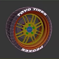 TOYO TIRES Proxes Tire Featuring Yellow Wheel Rim and Stylish Design
