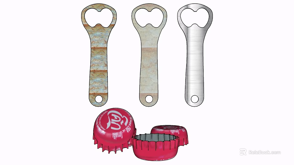 Hardware Tools Rustic And Silver Metal Bottle Openers For Opening Bottle Caps 3d model 