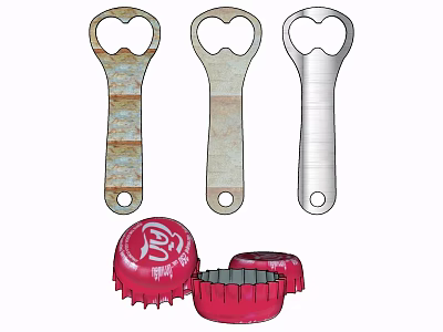 Hardware Tools Rustic And Silver Metal Bottle Openers For Opening Bottle Caps 3d model