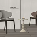 Modern Sleek Table And Chair Set With Light Grey Brown Chairs And Round Wooden Table
