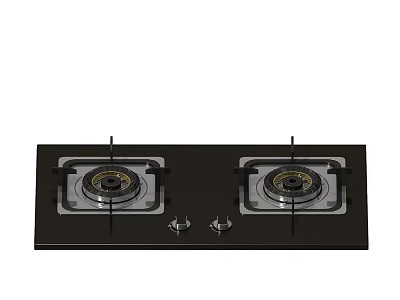 Black Two Burner Glass Top Gas Stove As Essential Kitchen Appliance 3d model