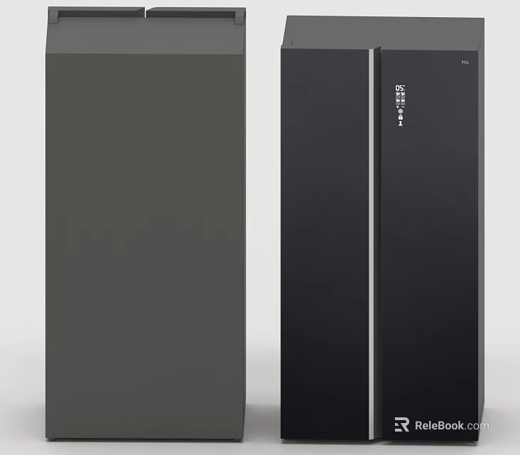 Modern Double Door Refrigerator Home Appliance In Black And Gray 3d model 