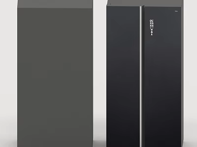 Modern Double Door Refrigerator Home Appliance In Black And Gray 3d model