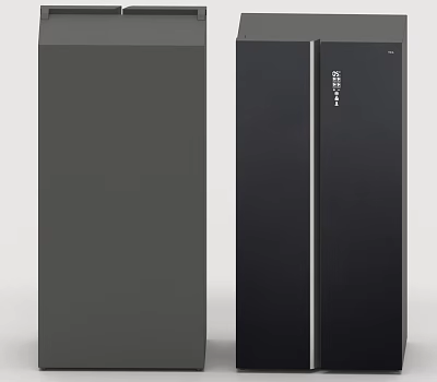 Modern Double Door Refrigerator Home Appliance In Black And Gray 3d model