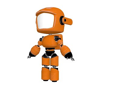Game and Movie Character Orange Robot 3D Model With White Screen Face 3d model