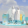 Balabala Fun Photo Check in Spot With White Figures Surfboard And Blue