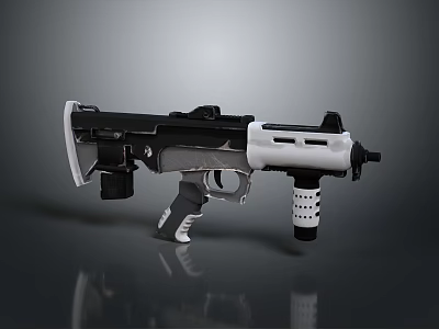 Modern Tactical Weapon Design Showcasing Black And White Color Ergonomic Grip Barrel And Magazine Features 3d model