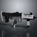 Modern Tactical Weapon Design Showcasing Black And White Color Ergonomic Grip Barrel And Magazine Features
