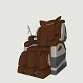 Brown And White Modern Massage Chair With Ergonomic Back And Leg Support