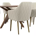 Elegant Dining Table Set With Round Wooden Top And Beige Upholstered Chairs